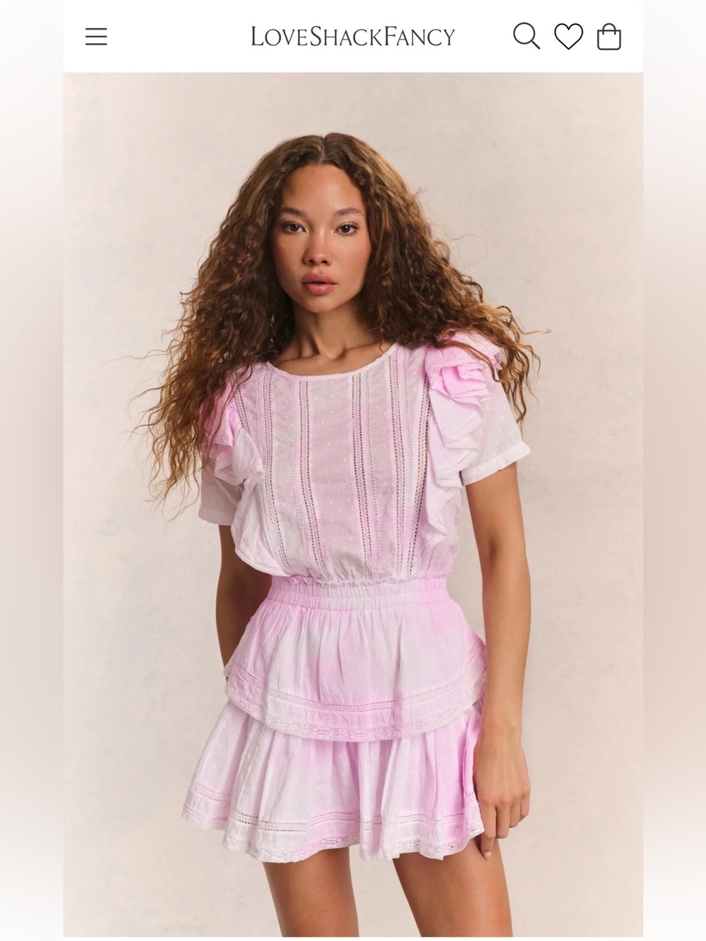 LOVESHACKFANCY Medium Natasha Heritage Tiered Mini Dress Orig $345 Exc Cond